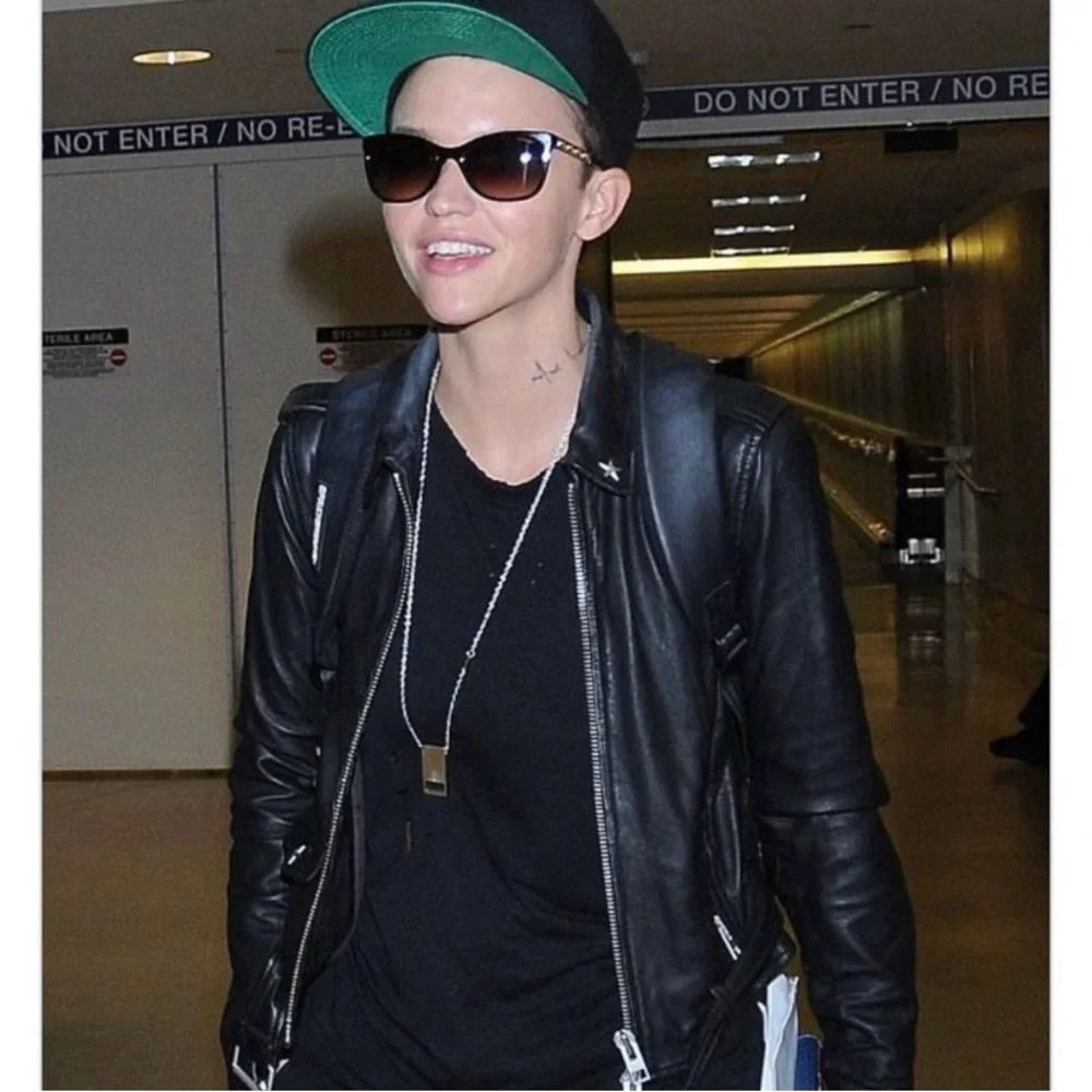 AllSaints Star Studded Raven Leather Biker Jacket Black US 6 Limited Edition - Picture 15 of 15